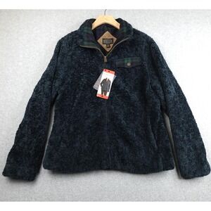 Pendleton Deep Pile Jacket Womens Medium Blue Fuzzy Sherpa Fleece Full Zip Warm